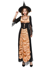 BFJFY Halloween Witch Cosplay Costume Witch Magician Long Dress For Women