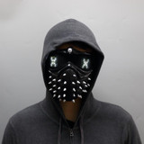 Game Watch Dogs 2 Mask Marcus LED Light Mask 25 Emoji Changeable Holloway Wrench Cosplay Punk Gothic Rivet Face Mask Halloween