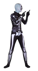 Fortnite Skull Trooper Cosplay Jumpsuit Costume For Halloween Kids & Adult