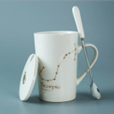 Hagat™️ Fancy constellation porcelain mug with lid and spoon