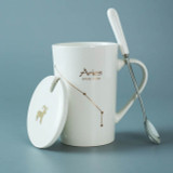 Hagat™️ Fancy constellation porcelain mug with lid and spoon