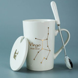 Hagat™️ Fancy constellation porcelain mug with lid and spoon