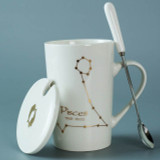Hagat™️ Fancy constellation porcelain mug with lid and spoon