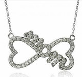 Sterling Silver CZ Heart Infinity Loop Mom Necklace