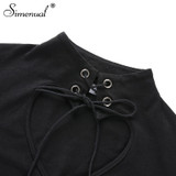 Choker cut sexy long sleeve crop top