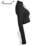 Choker cut sexy long sleeve crop top