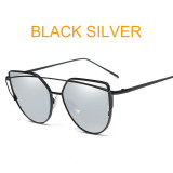 CAT EYE MIRROR SUNGLASSES FOR LADIES! METAL REFLECTIVE FLAT LENS