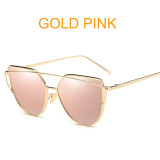 CAT EYE MIRROR SUNGLASSES FOR LADIES! METAL REFLECTIVE FLAT LENS