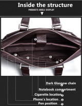 Briefcase men shoulder messenger genuine leather business 15.6' laptop computer handbag