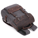 Backpack men waterproof canvas vintage large travel rucksack laptop bag real cow leather college students school bookbag