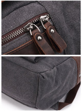 Backpack men waterproof canvas vintage large travel rucksack laptop bag real cow leather college students school bookbag