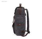 Backpack men waterproof canvas vintage large travel rucksack laptop bag real cow leather college students school bookbag