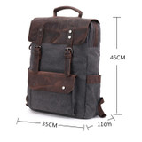 Backpack men waterproof canvas vintage large travel rucksack laptop bag real cow leather college students school bookbag