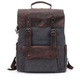 Backpack men waterproof canvas vintage large travel rucksack laptop bag real cow leather college students school bookbag