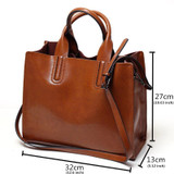 Handbag women luxury 100% real leather designer brand cowhide genuine shoulder messenger elegant tote