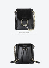 Backpack women popular metal rings mini chain shoulder leather vintage summer school