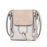 Backpack women popular metal rings mini chain shoulder leather vintage summer school