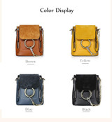 Backpack women popular metal rings mini chain shoulder leather vintage summer school