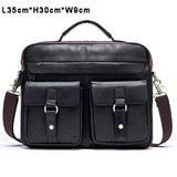 Bags male messenger genuine leather 14'' laptop business portable top-handle crossbody shoulder