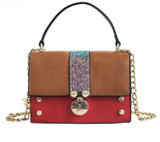 Handbags women's wave fashion super fire chain shoulder messenger sequin stitching horizontal square