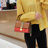 Handbags women's wave fashion super fire chain shoulder messenger sequin stitching horizontal square