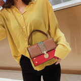 Handbags women's wave fashion super fire chain shoulder messenger sequin stitching horizontal square