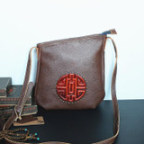 Handbags women genuine leather real bucket shoulder messenger cross-body mooncake embossed