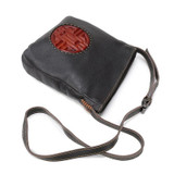 Handbags women genuine leather real bucket shoulder messenger cross-body mooncake embossed