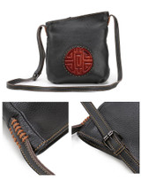Handbags women genuine leather real bucket shoulder messenger cross-body mooncake embossed