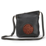 Handbags women genuine leather real bucket shoulder messenger cross-body mooncake embossed