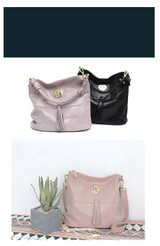 Handbag women luxury leather shoulder tassel hobo large soft purse messenger