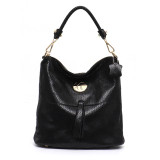 Handbag women luxury leather shoulder tassel hobo large soft purse messenger