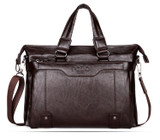 Briefcase male famous brand fashion simple business pu leather laptop casual travel bags shoulder