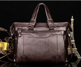 Briefcase male famous brand fashion simple business pu leather laptop casual travel bags shoulder