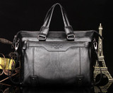 Briefcase male famous brand fashion simple business pu leather laptop casual travel bags shoulder