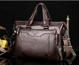 Briefcase male famous brand fashion simple business pu leather laptop casual travel bags shoulder