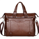 Briefcase male famous brand fashion simple business pu leather laptop casual travel bags shoulder