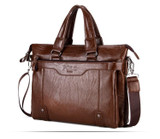 Briefcase male famous brand fashion simple business pu leather laptop casual travel bags shoulder