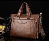 Briefcase male famous brand fashion simple business pu leather laptop casual travel bags shoulder