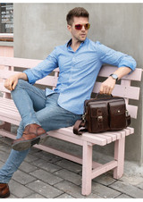 Handbag men messenger leather crossbody bags genuine shoulder hasp top-handle vintage