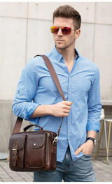 Handbag men messenger leather crossbody bags genuine shoulder hasp top-handle vintage