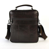 Handbag men genuine real leather shoulder bag classic retro messenger cross body 5 zip practical satchel work business