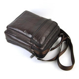 Handbag men genuine real leather shoulder bag classic retro messenger cross body 5 zip practical satchel work business