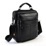 Handbag men genuine real leather shoulder bag classic retro messenger cross body 5 zip practical satchel work business