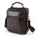 Handbag men genuine real leather shoulder bag classic retro messenger cross body 5 zip practical satchel work business