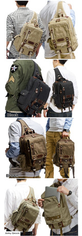Backpack men cross charm fashion sling chest pack shoulder canvas leather satchel