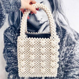 Handbag women pearls bag acrylic crystal beaded box totes party summer vintage luxury brand