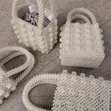 Handbag women pearls bag acrylic crystal beaded box totes party summer vintage luxury brand