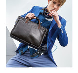 Briefcase male fashion genuine leather famous brand shoulder messenger causal handbag laptop
