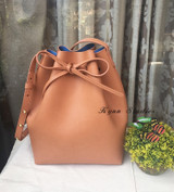 Bag women real leather bucket genuine shoulder handbag